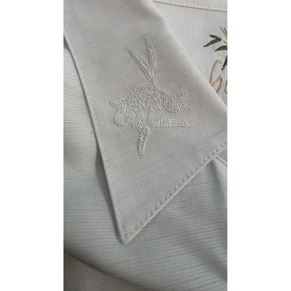 Bamboo Cay Mens XXL White Koi Fish Bamboo Embroidered Modal Camp Shirt Short Slv - Picture 7 of 9